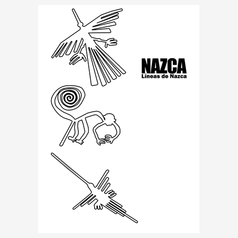 ナスカの地上絵：コンドル・サル・ハチドリ：ペルー Tシャツを購入