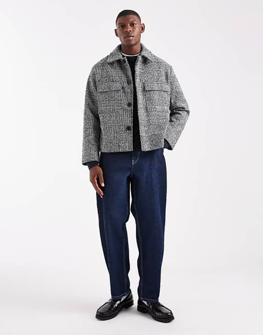 ONLY & SONS pocket detail short jacket in houndstooth | ASOS