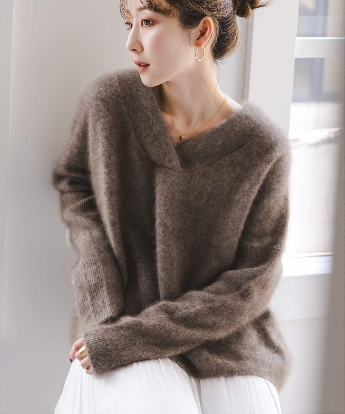 ファーニットVネックプルオーバー（ニット／セーター）｜NOBLE