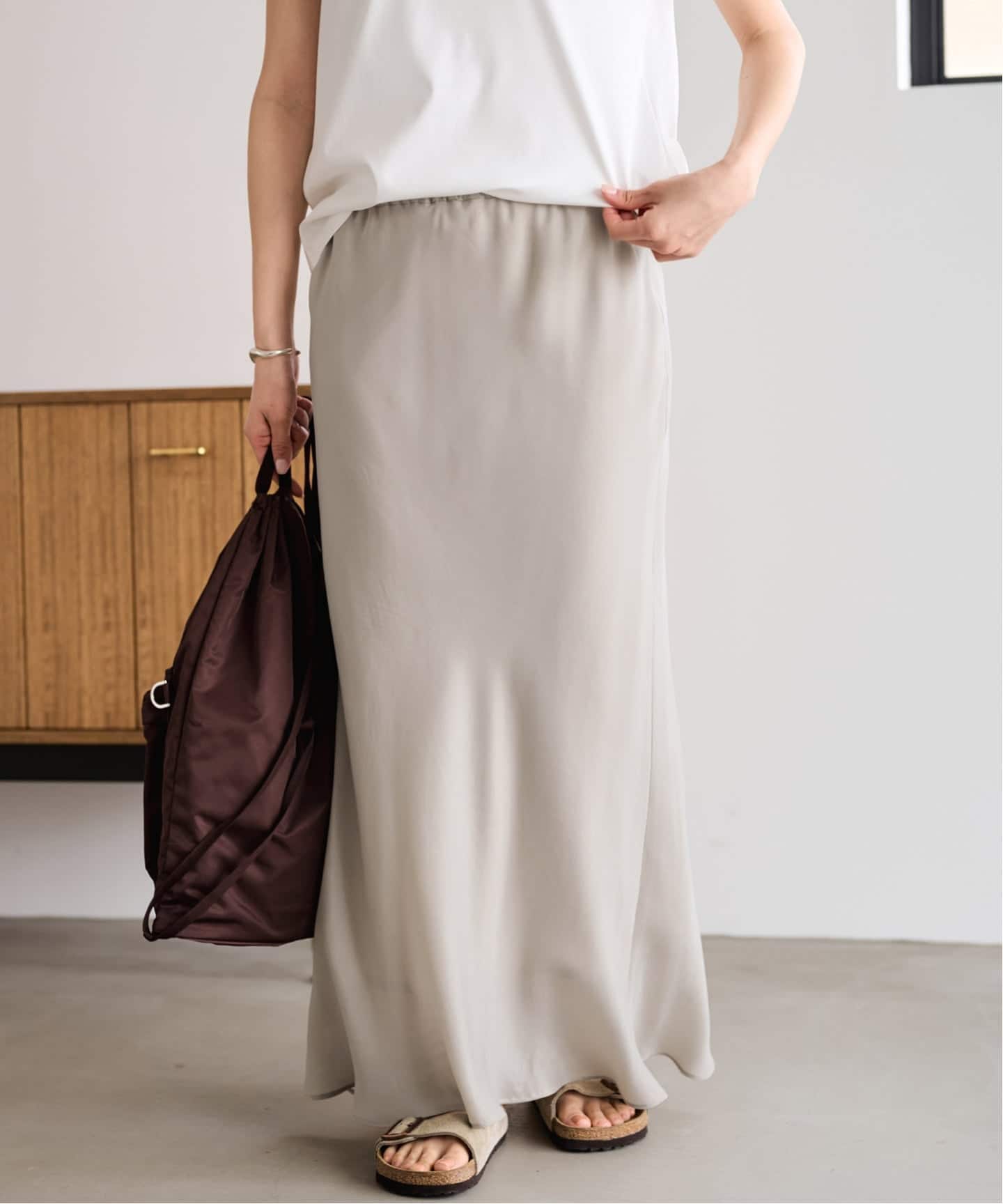 ≪新色 / 追加予約≫シルキーキュプラバイアススカート（ロング