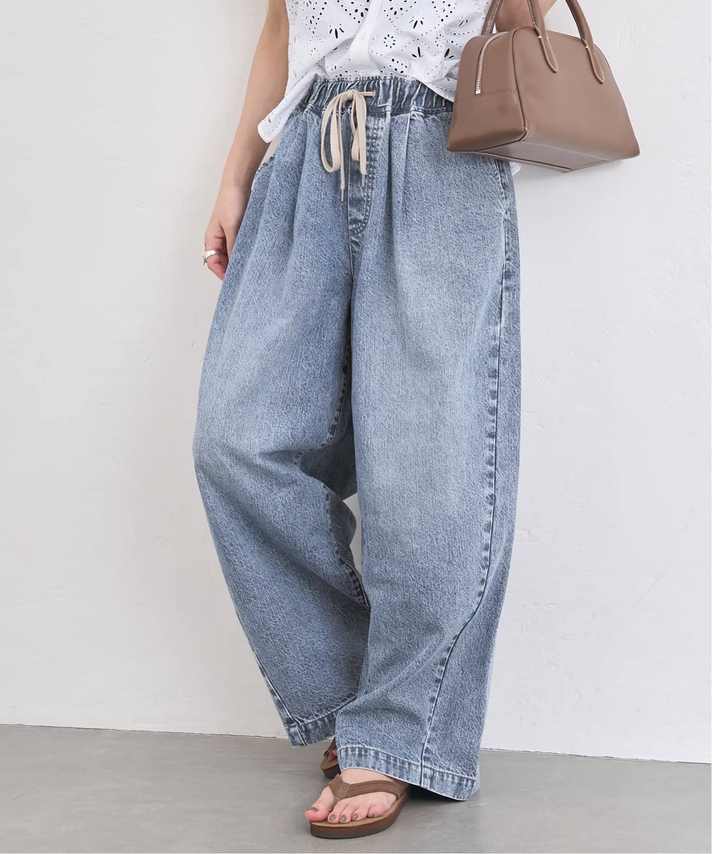 追加》イージーデニムワイドパンツ（デニムパンツ・ジーンズ