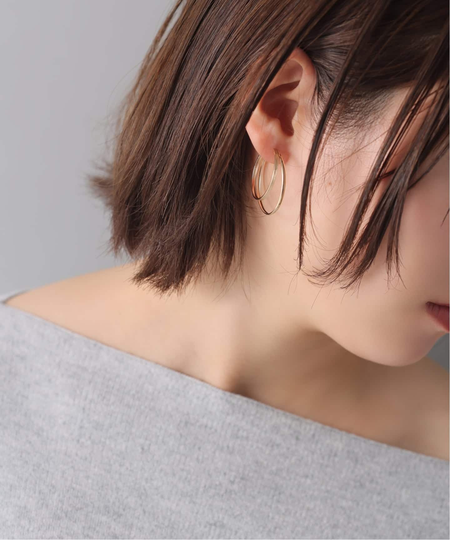 30mm2ラインフープピアス K10（両耳）（ピアス（両耳用））｜Lilas