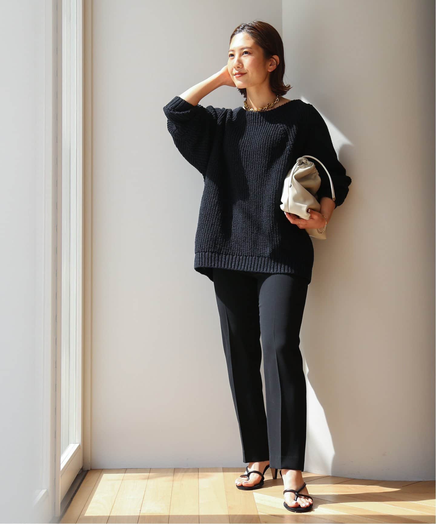 ドゥーズィエムクラス ネイビー lily linen アゼプルオーバー MUSE