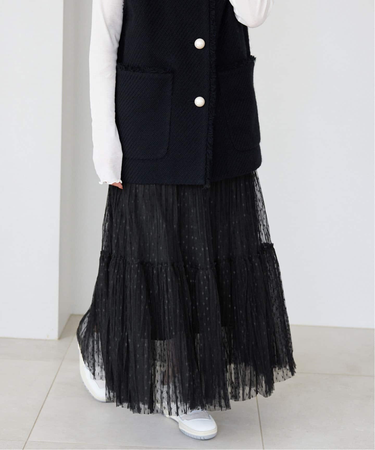ドットチュールプリーツスカート（ロング・マキシ丈スカート）｜IENA