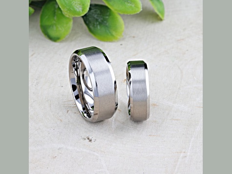 SHIRE Titanium Brushed Center Men's Flat Wedding Ring with