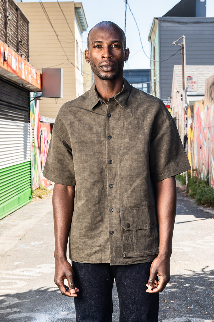 Devoa TIMESCAPE Half-Sleeve Shirt - Dark Green