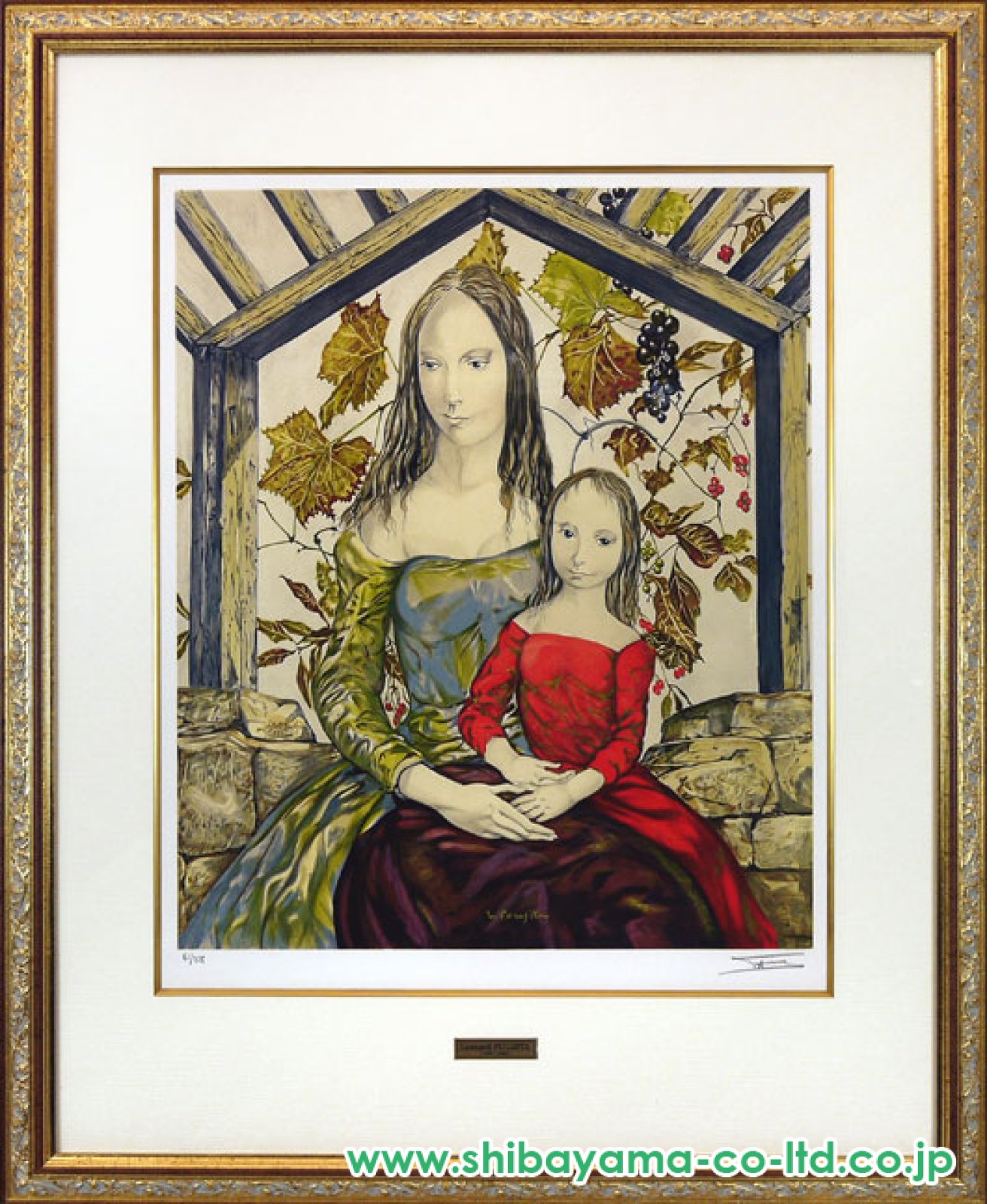 藤田嗣治「お母さんとブドウ棚」リトグラフ :: 絵画買取・販売 - シバヤマ