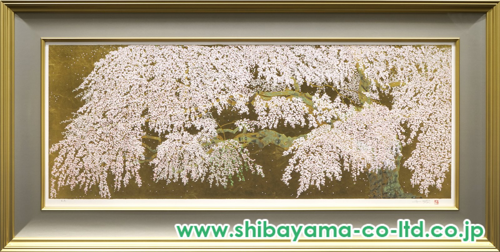 中島千波「春輝神田の大糸桜」シルクスクリーン 直筆サイン・落款