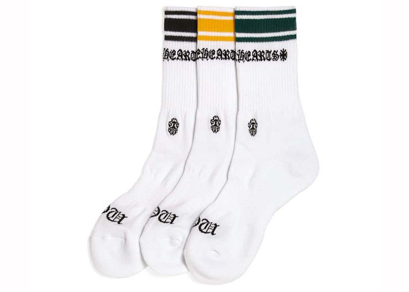 Chrome Hearts Womens Sport Socks (Set of 3) Black/Yellow/Green