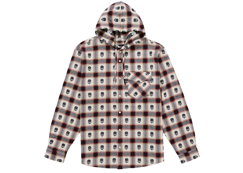 Supreme Number (N)ine Hooded Flannel Shirt White Men's - FW25 - US