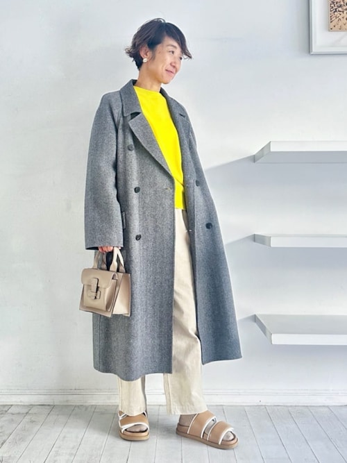 ヘリンボーンダブルフェイス ダブルブレストコート（チェスターコート