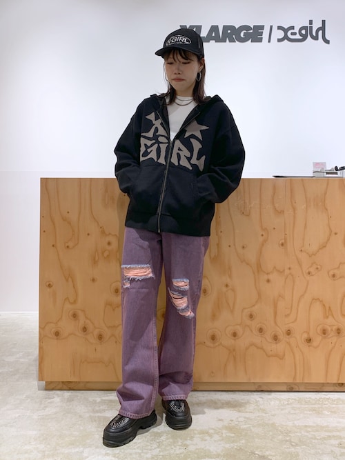 セール】JACQUARD KNIT ZIP UP HOODIE（ニット/セーター）｜X-girl