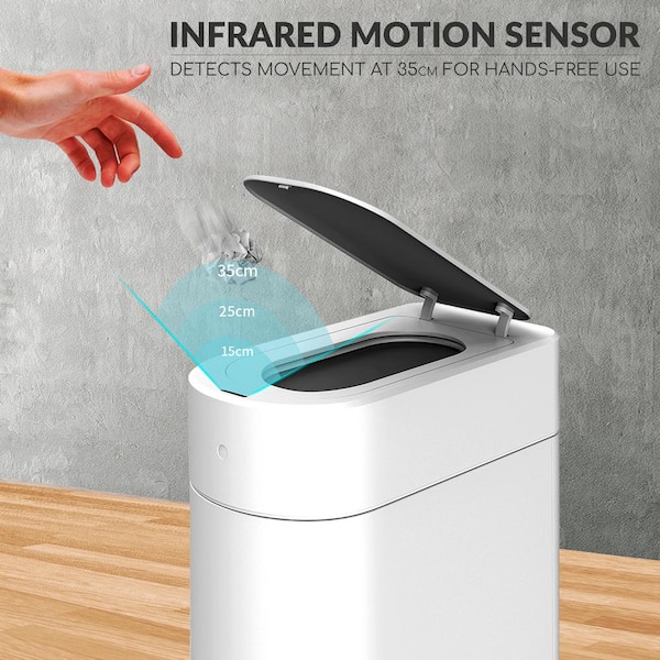 TOWNEW 3.4 Gal. White Plastic Smart Trash Can T3 - The Home Depot