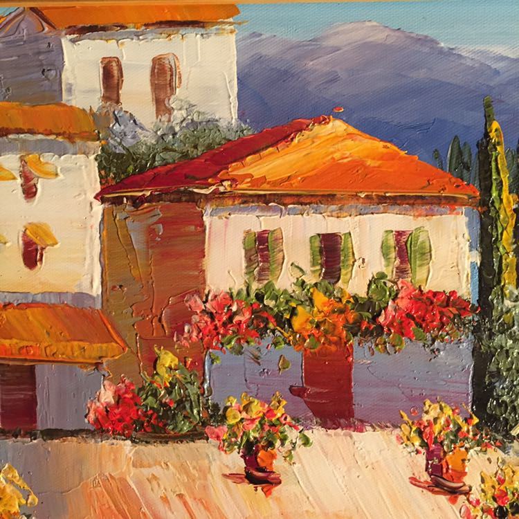 ヨーロッパ絵画油絵手書き横長ワイド ヨーロッパ絵画油絵手書き横長