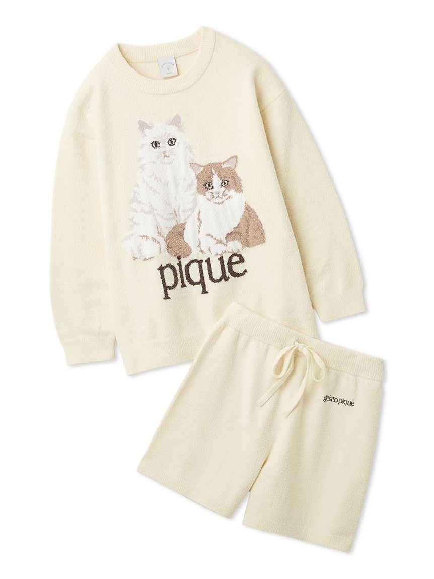 JUNIOR】エアリーモコキャットジャガードプルオーバー&ショートパンツ