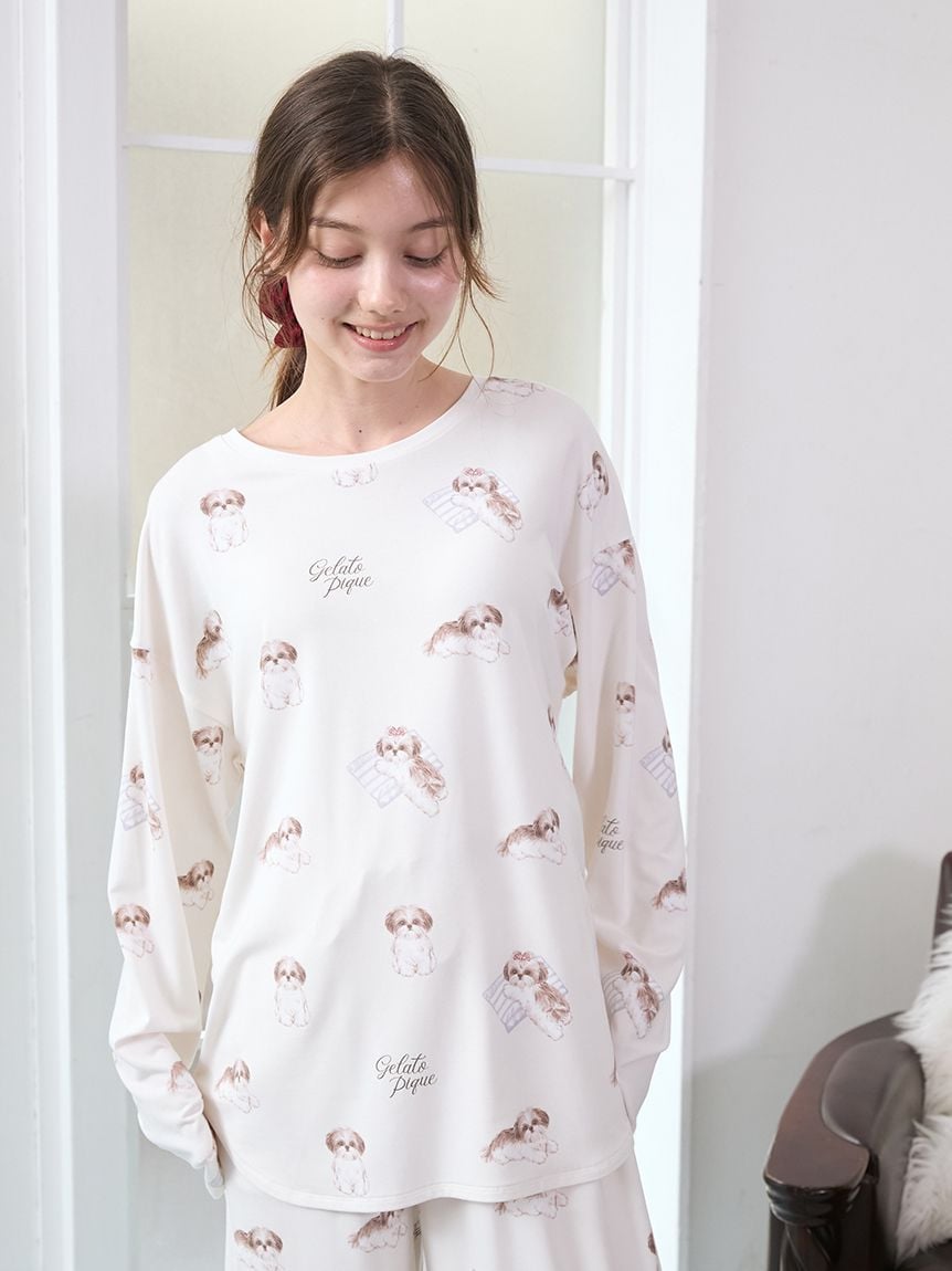 シーズー柄ロンT(カットソー・Tシャツ)｜ルームウェア・パジャマ通販の