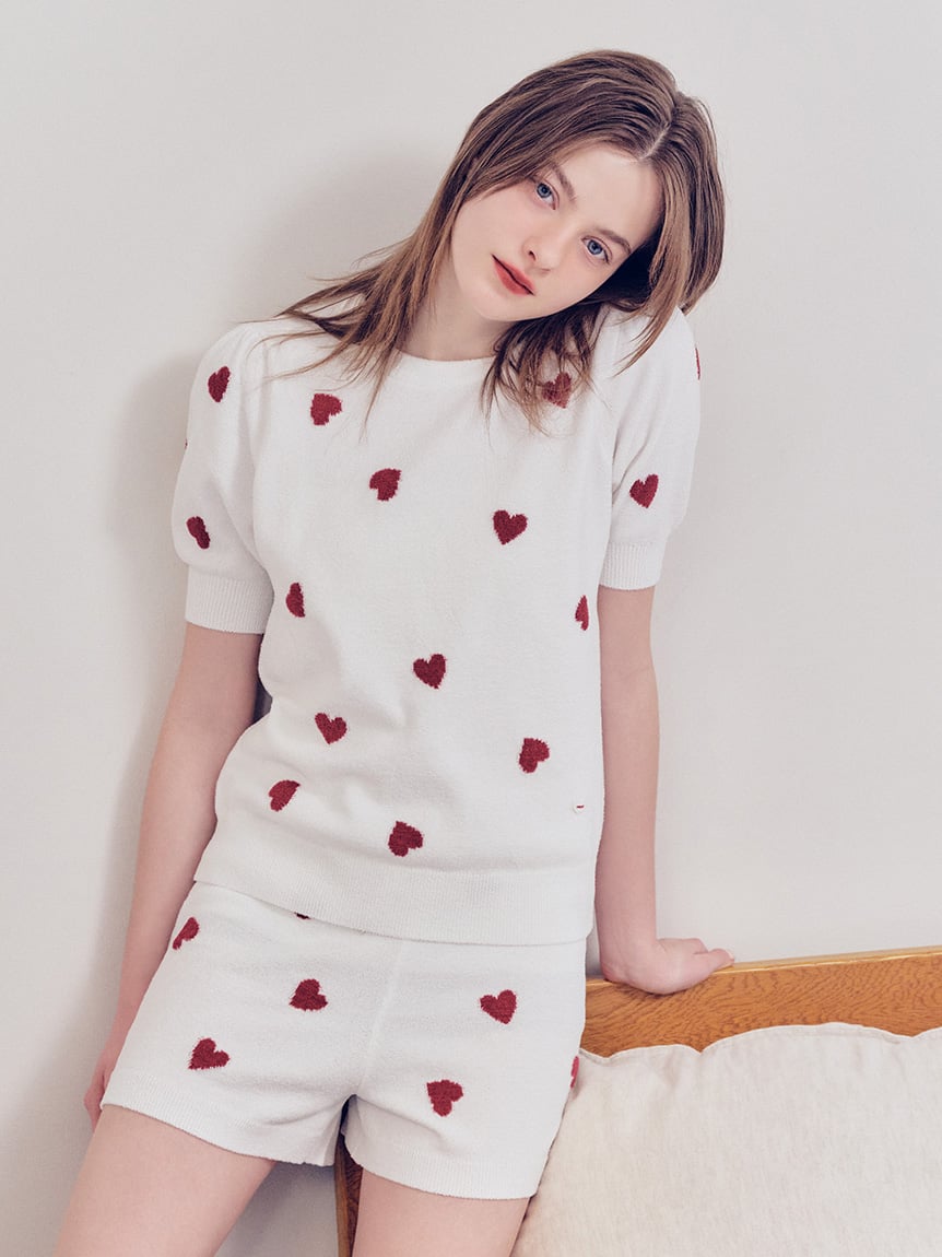ONLINE限定】エアリーモコハートジャガードプルオーバー&ショート