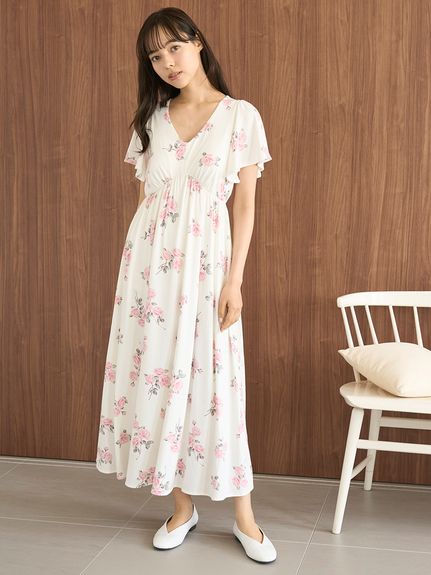 中花柄カップインワンピース(ワンピース)｜ルームウェア・パジャマ通販