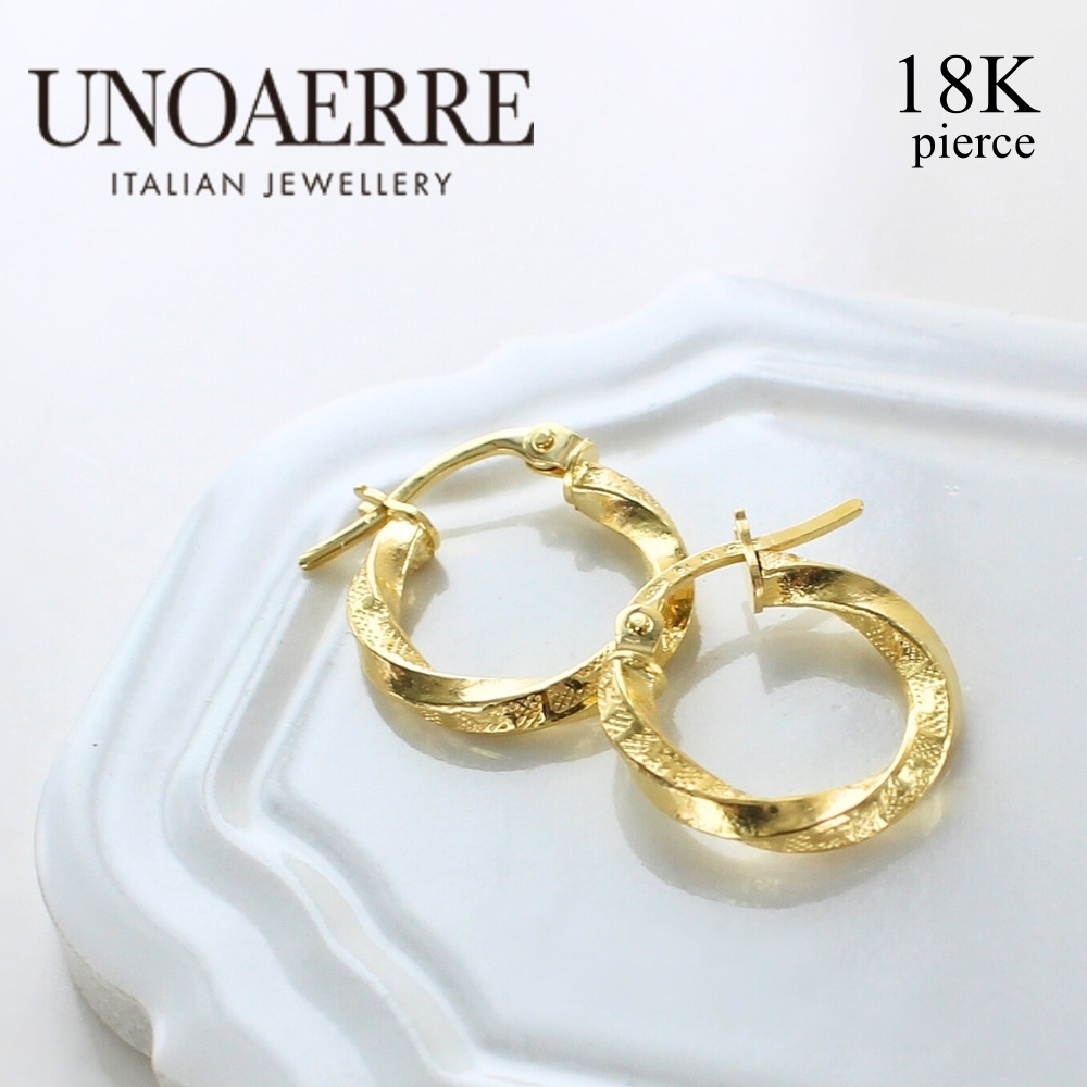 ウノアエレ 18金 ピアス K18 18K レディース 母の日 フープピアス