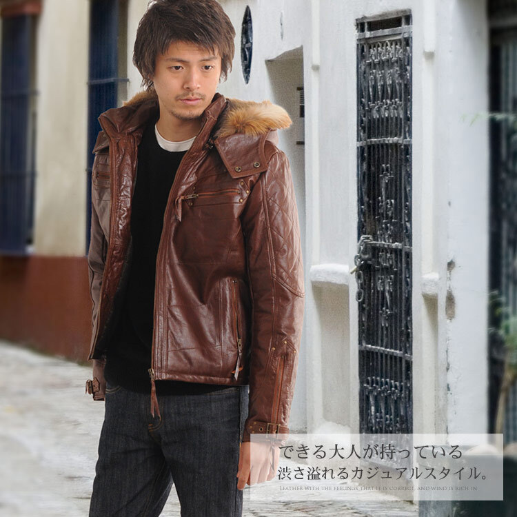 バッファロー レザー ライダースジャケット メンズ レザージャケット