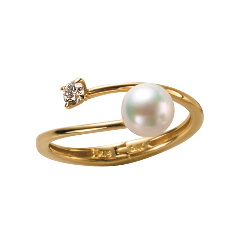 K18 アコヤパール・ダイヤ アジャストリング 通販 - ディノス