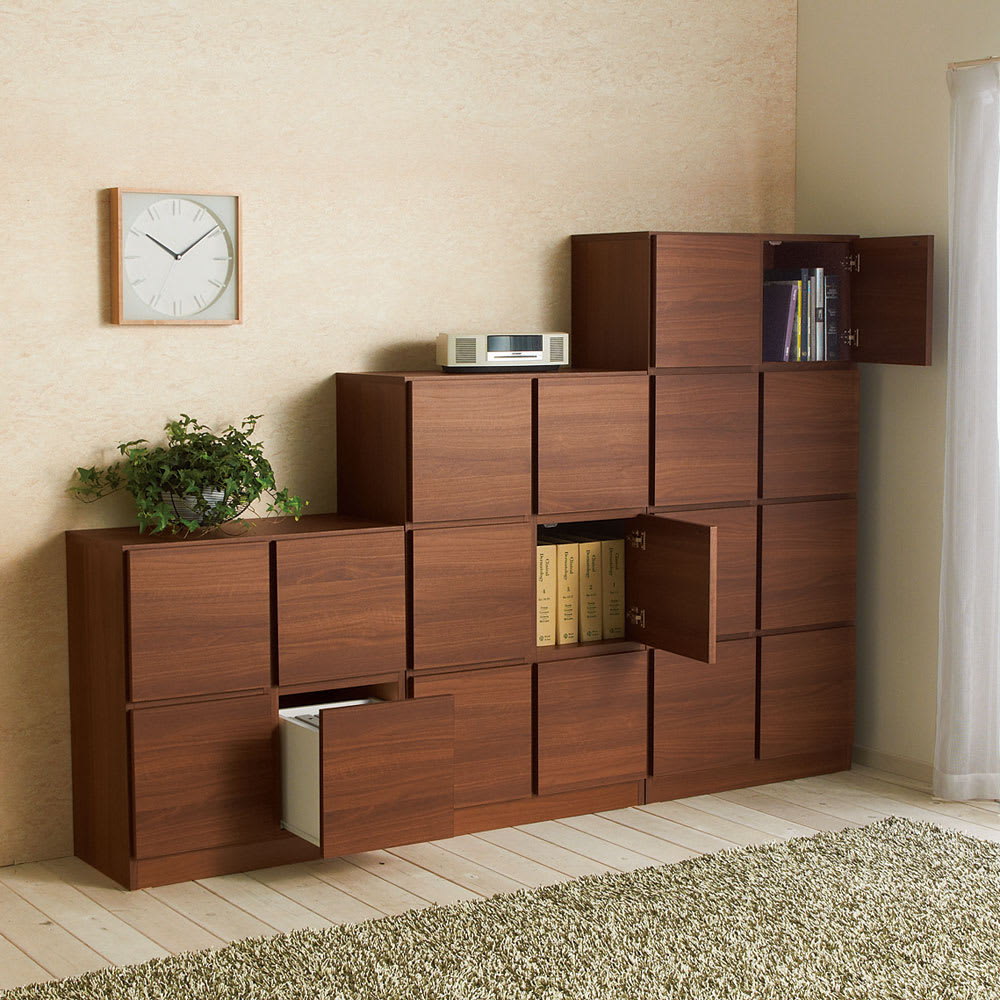 スクエアリビングキャビネット 4段扉＆引き出し 通販 - ディノス