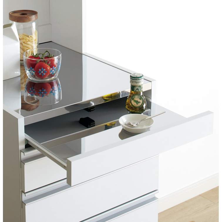 幅15奥行55高さ85cm］ダブルステンレス天板隙間収納庫 日本製 光沢