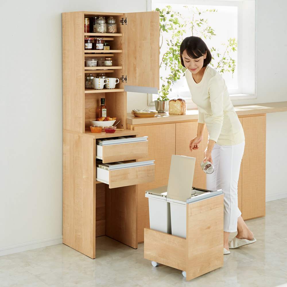 幅38奥行45高さ170cm］ 分別ゴミ箱付きすき間収納庫 2分別 日本製 通販