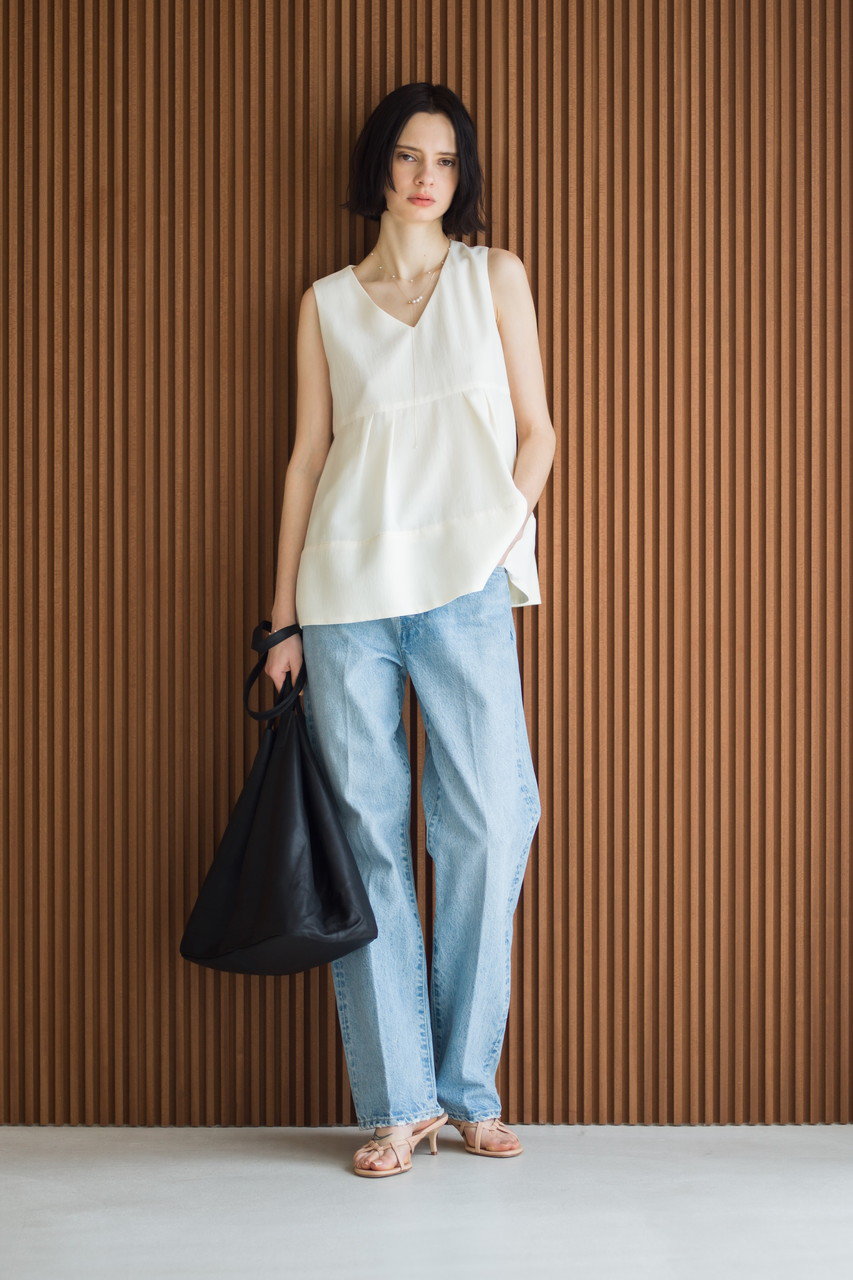 ebure(エブール)｜ウォッシュドデニム ストレートパンツ/ライトブルー