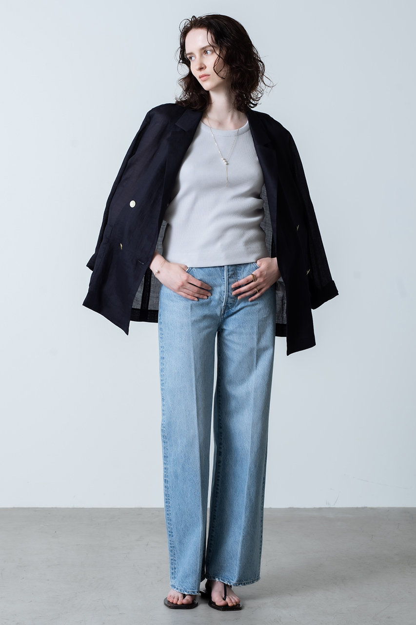 ebure(エブール)｜ウォッシュドデニム ワイドストレートパンツ/ライト