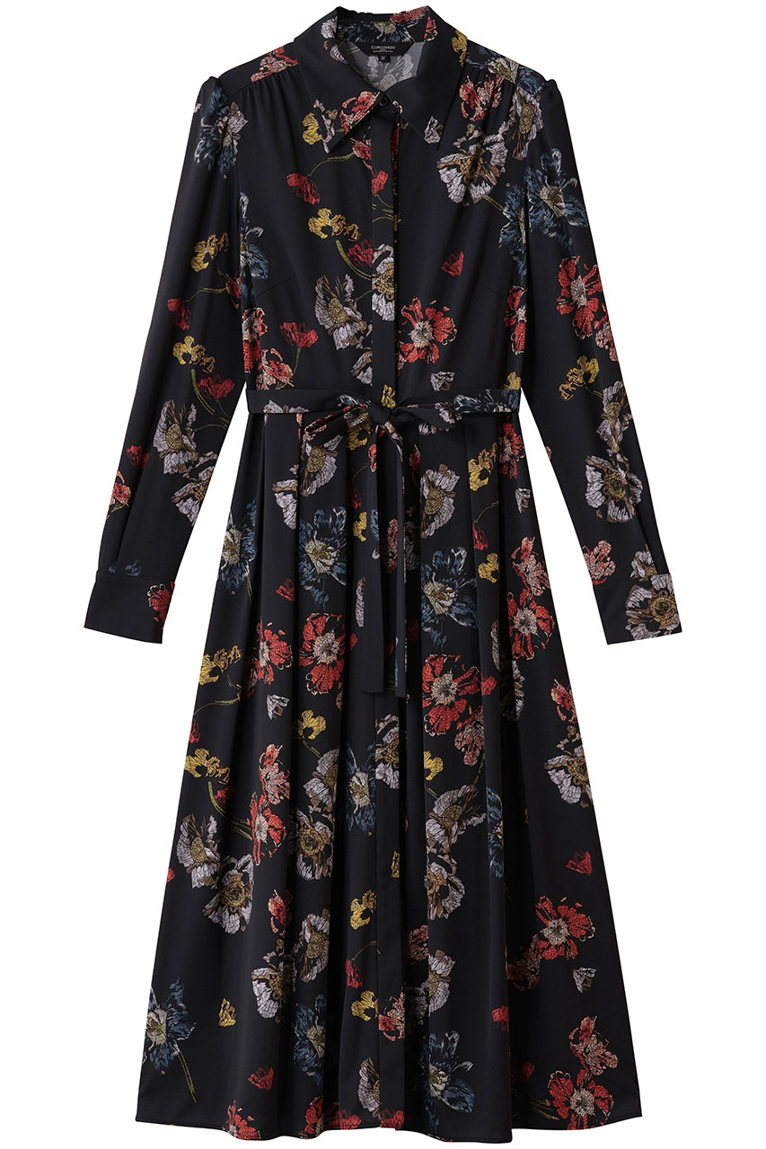 CORCOVADO(コルコバード)｜ジャージーシャツドレス/ブラックペタル の