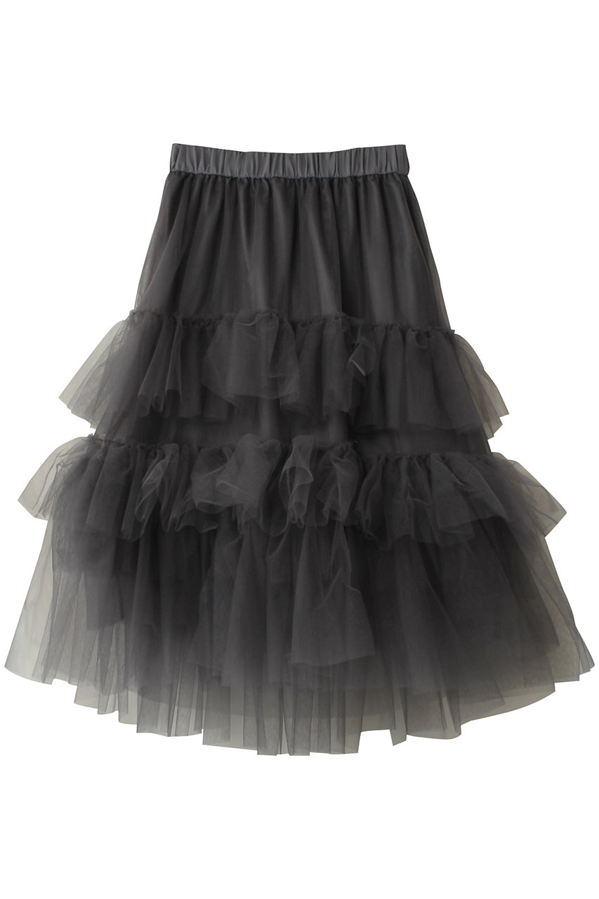 j.(ジェイドット)｜チュールフリルティアードスカート/グレー の通販