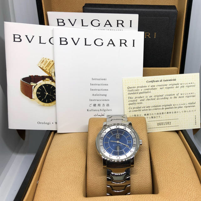 ブルガリ ST35S ソロテンポ ブルー文字盤✨美品✨ ブルガリ ST35S