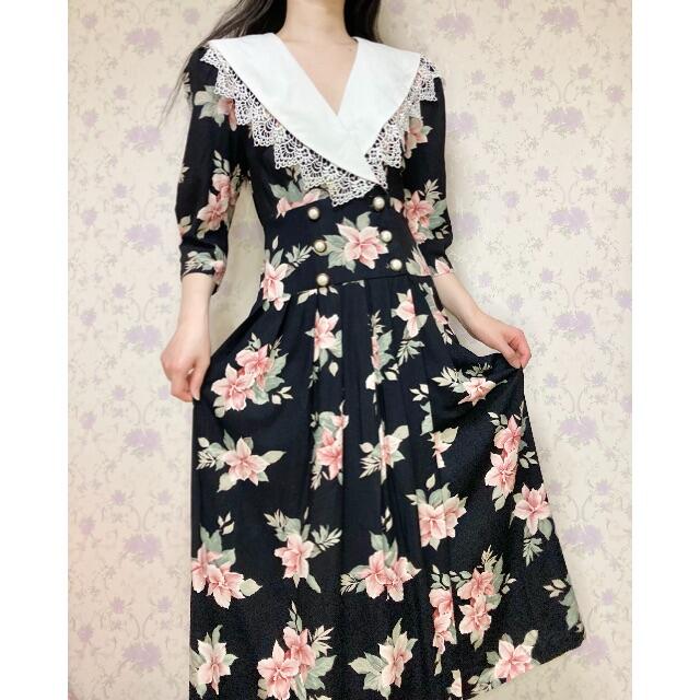 GUNNE SAX - 80年代の上品でロマンティックな花柄ワンピース🎀の通販