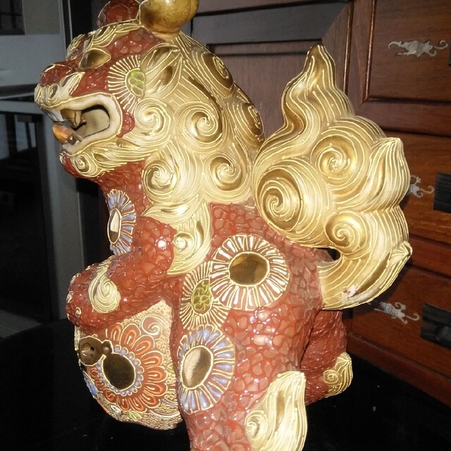 九谷焼 狛犬 唐獅子 金彩 縁起物 置物 九谷焼∥唐獅子∥狛犬∥色絵金彩