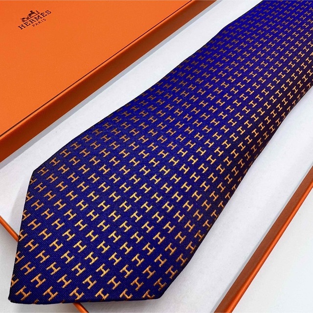 希少 全面H柄】HERMES エルメス ネクタイ パープル系 ファソネ