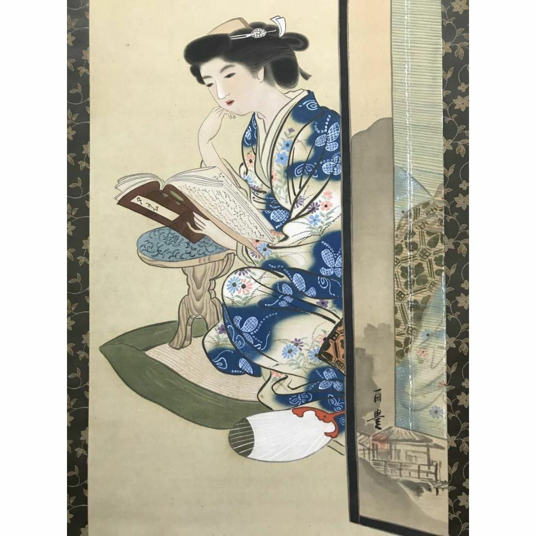 真作】広田百豊/長月の女/美人図/美人画/掛軸☆宝船☆AC-153の通販 by