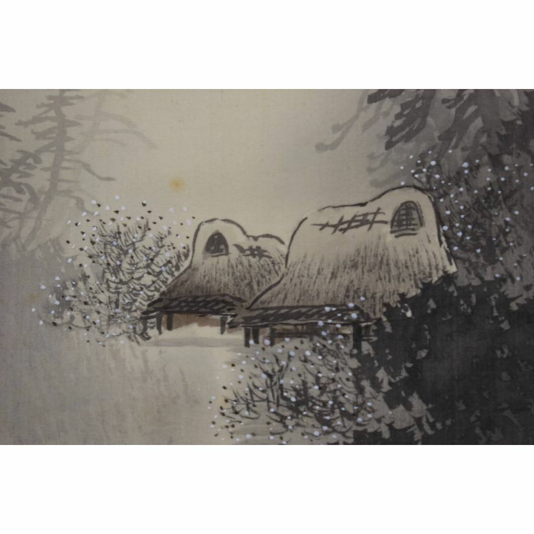 真作】紫鳳/谷川紫鳳/早春梅花山水図/漁舟図/掛軸☆宝船☆Y-385の通販