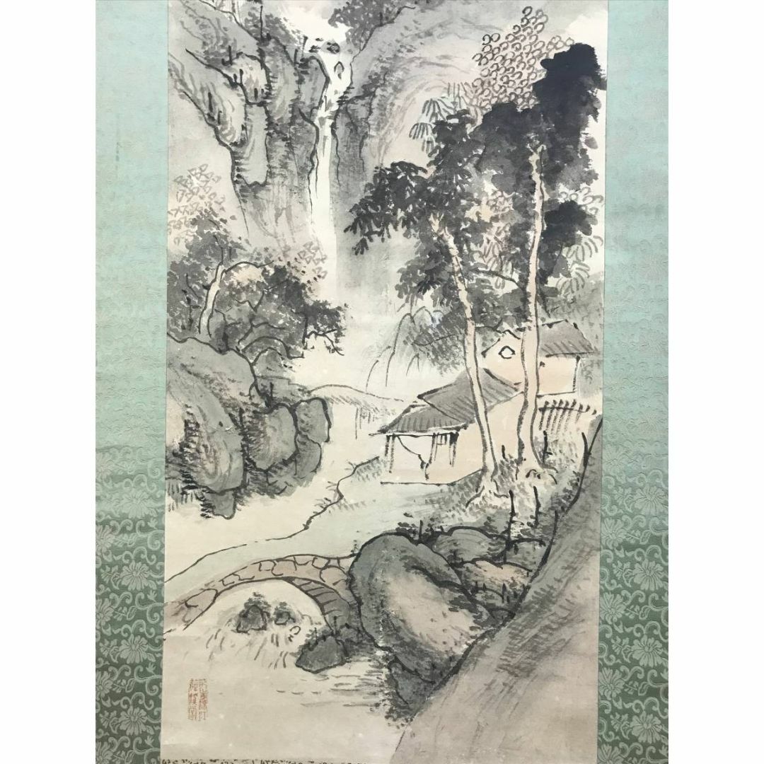 真作/田近香雨/塔山水画賛/山水図/山家図/掛軸☆宝船☆AD-691の通販 by