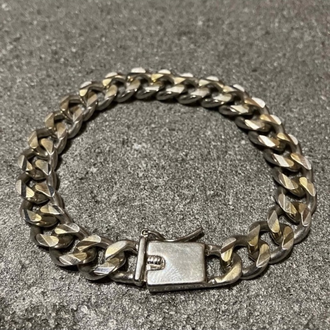VINTAGE ヴィンテージ シルバー925 喜平チェーンブレスレット/金×銀の