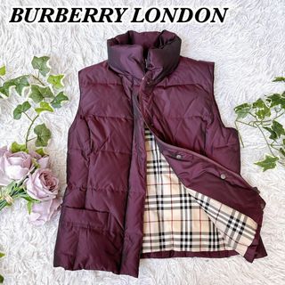 バーバリー ロンドン ノバチェック ダウンベスト ファーフード付 正規