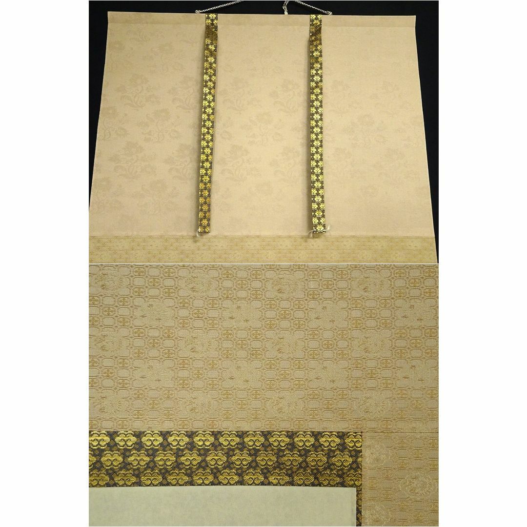 真作】掛軸 植田春甫『四季花図』絹本 肉筆 共箱付 掛け軸 a041713の