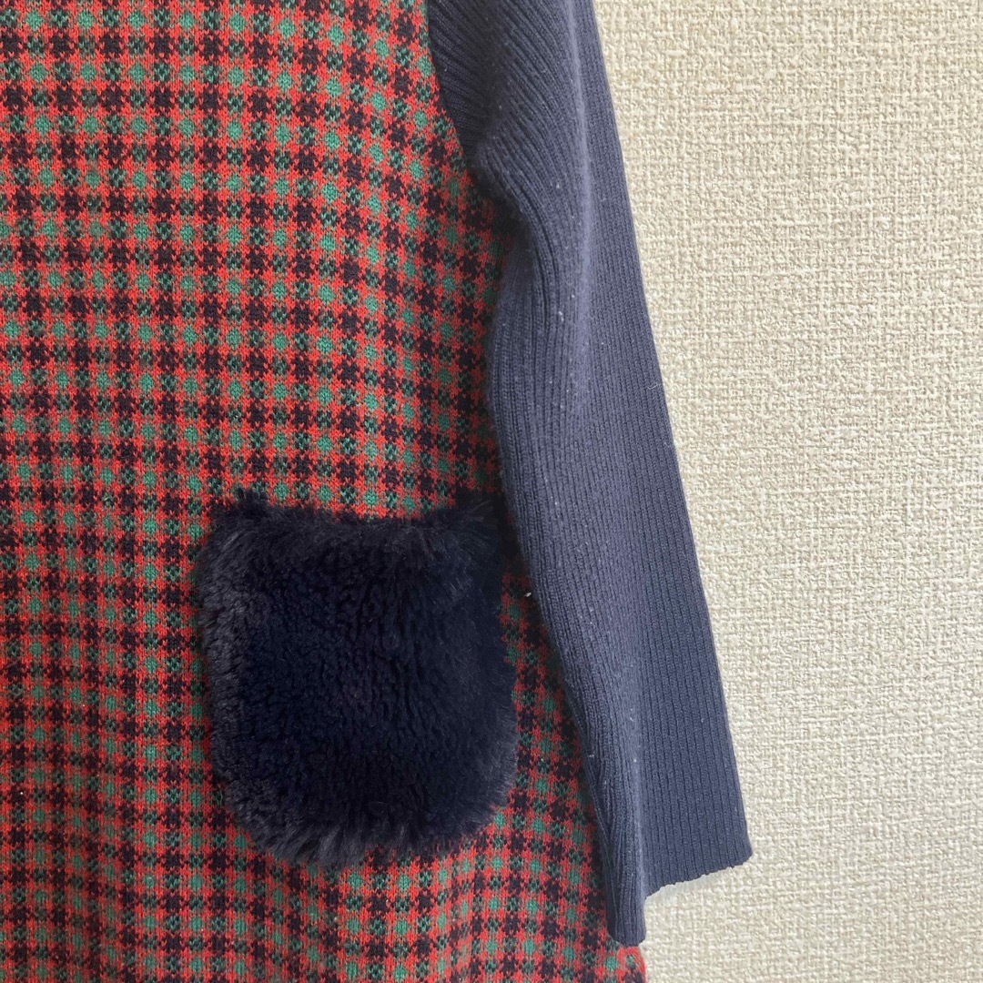 familiar - ファミリアチェック ニットワンピース 120の通販 by のりこ