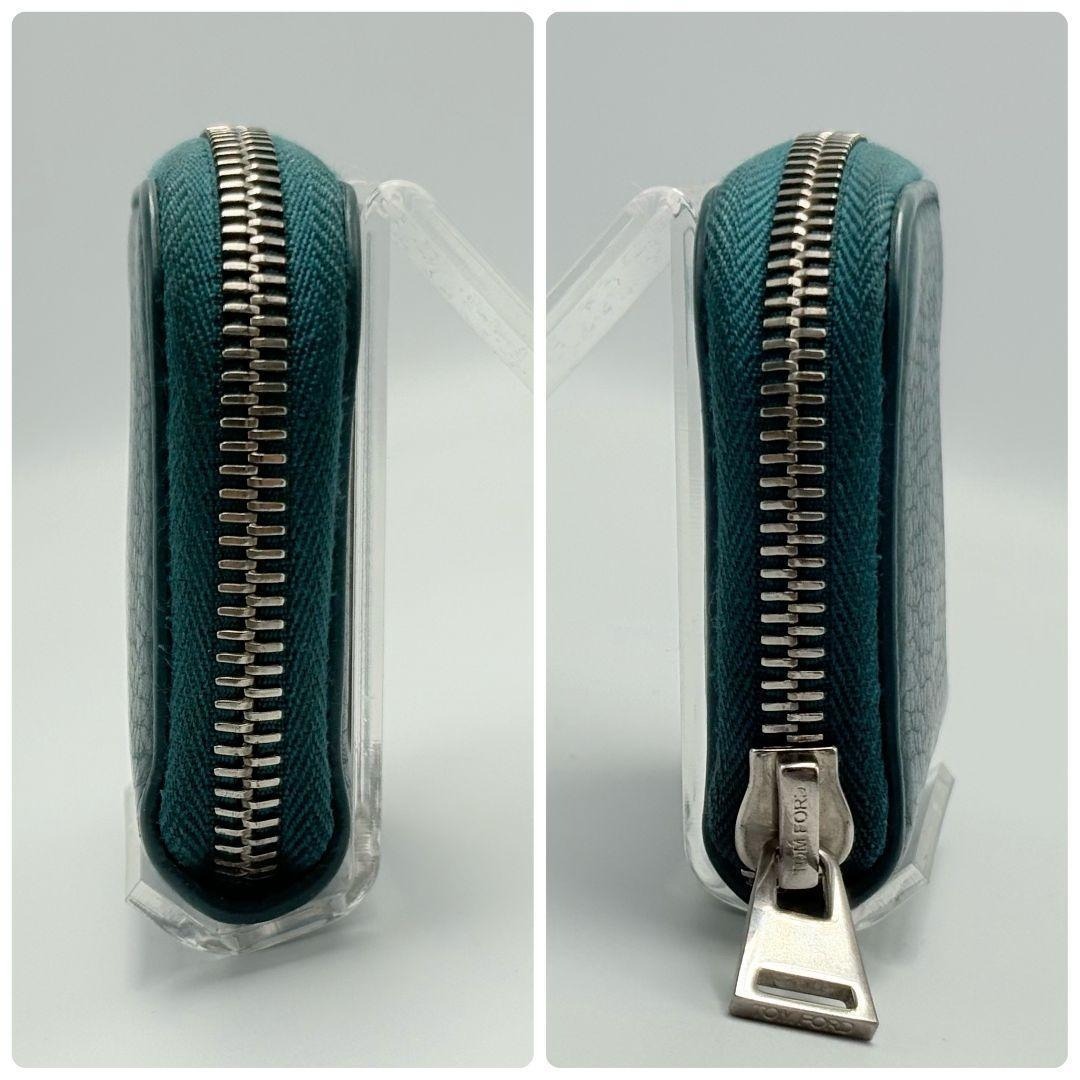 トムフォード レザー ラウンドファスナー ケース エメラルドグリーン