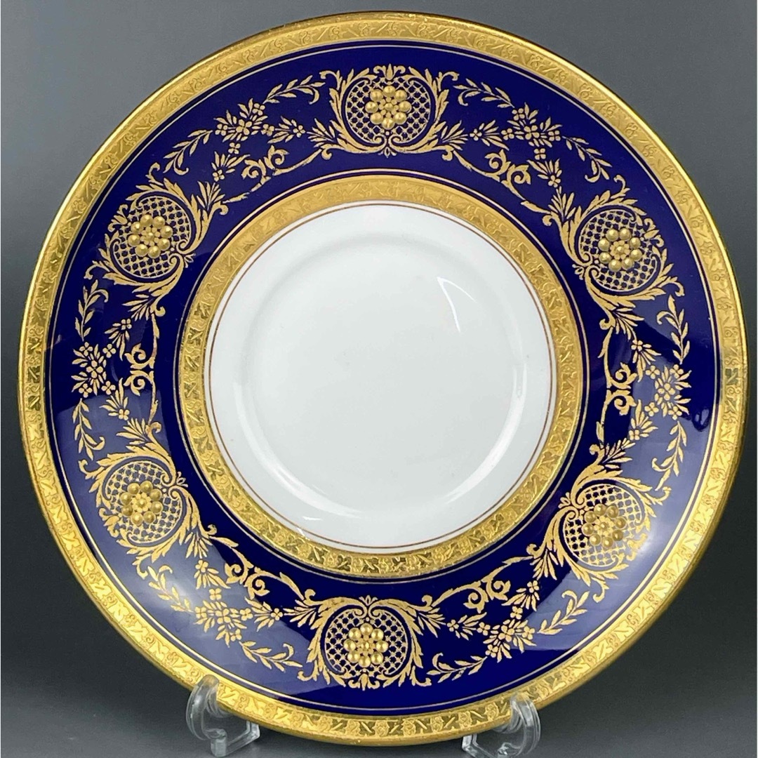 美品】オールドミントン コバルト地 金彩 ブイヨンカップ＆ソーサー 金