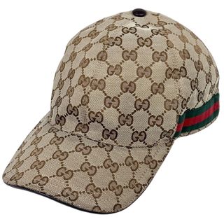 GUCCI - グッチ GGキャンバス ロゴパッチ キャップ 帽子 ブラウン L