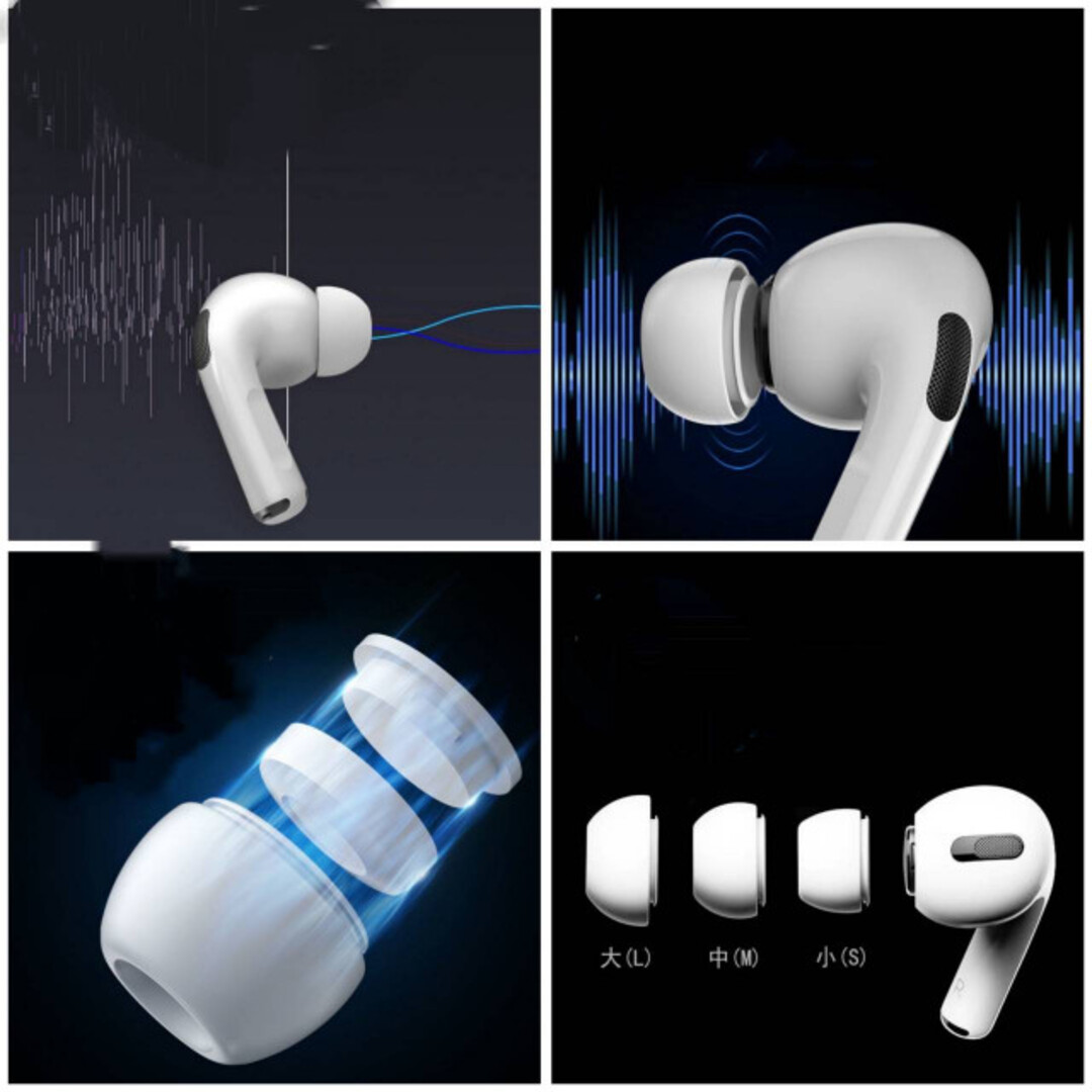 AirPods Pro イヤーピース 2個 イヤーチップ イヤホン Мサイズ 白の
