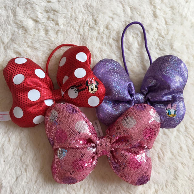 ミニー❤ヘアゴム❤スパンコール❤ピンク・紫♡ディズニー♡リボン