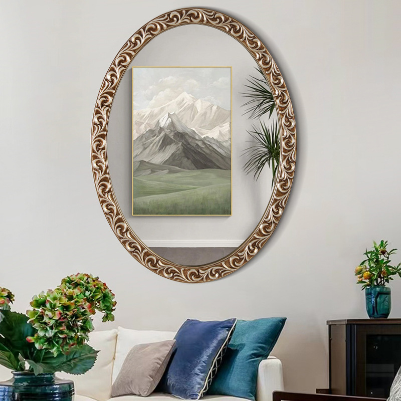 装飾鏡 壁掛けミラー 姿見鏡 インテリア 美容室 洗面所 玄関 オーバル