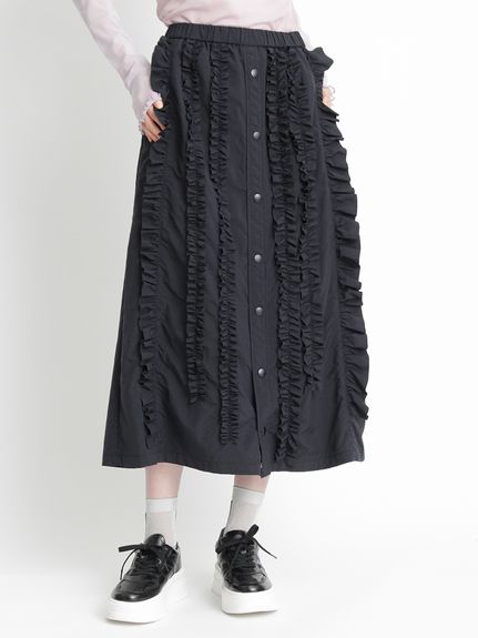 リサイクルナイロンタスランメモリーフリルスカート(裏地付き)（ロング